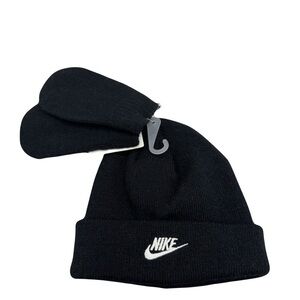Nike Black Knit Beanie and Gloves